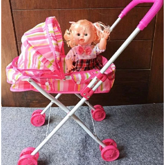 STROLLER Mainan Anak Perempuan Boneka Lucu / Edukasi Kereta Dorong Anak Bayi  Cewek 3 Tahun