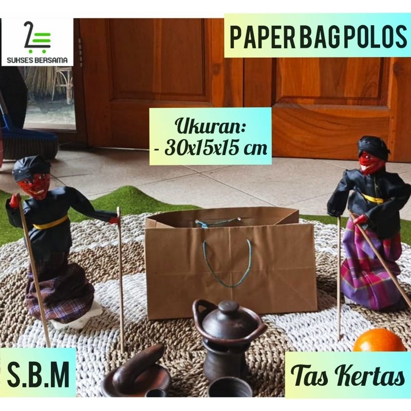 

Paper Bag Coklat P30xL15xT15 cm(LUSINAN/12 Pcs)/Tas kertas/Tas Kado