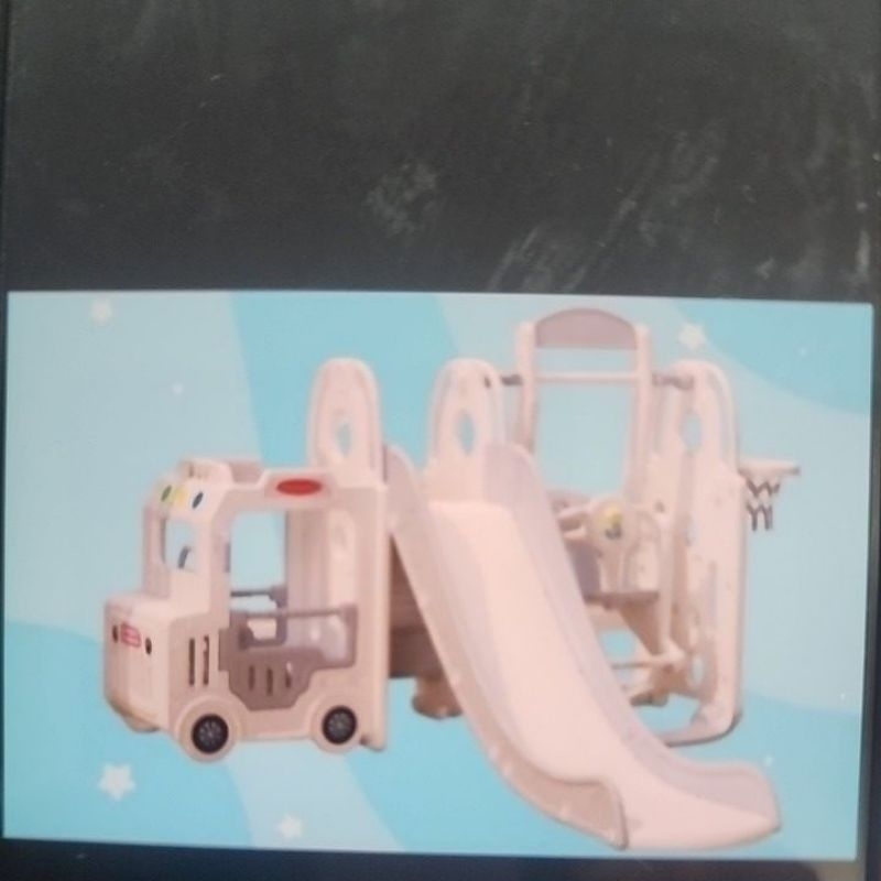 Preloved Perosotan Anak Bus Tayo 4 In One / Car Slide - White