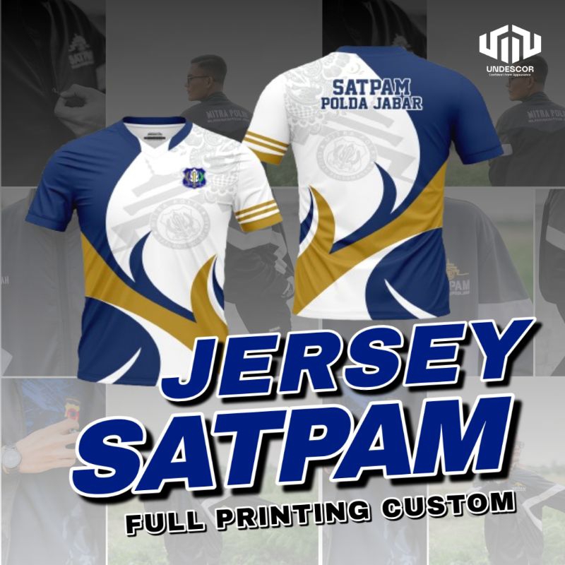 Jersey Polda Jabar Satpam Mitra Polri Uniseks Kaos Olahraga Security Pria Wanita Lengan Pendek Full 