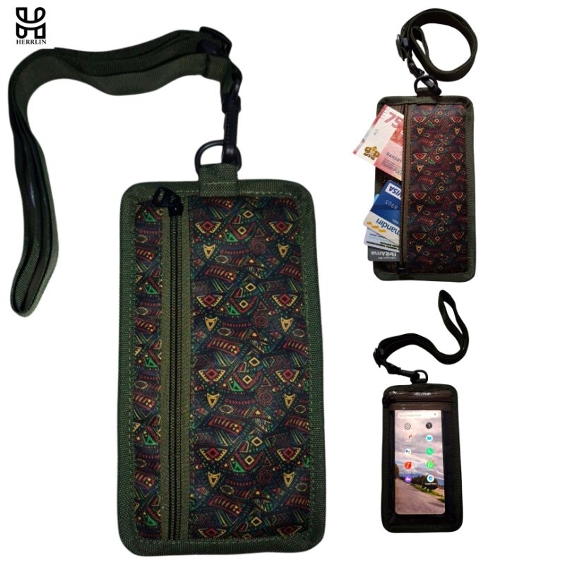 Tas Hp Kartu Dompet Uang Motif Gantung Di Leher Wanita Pria