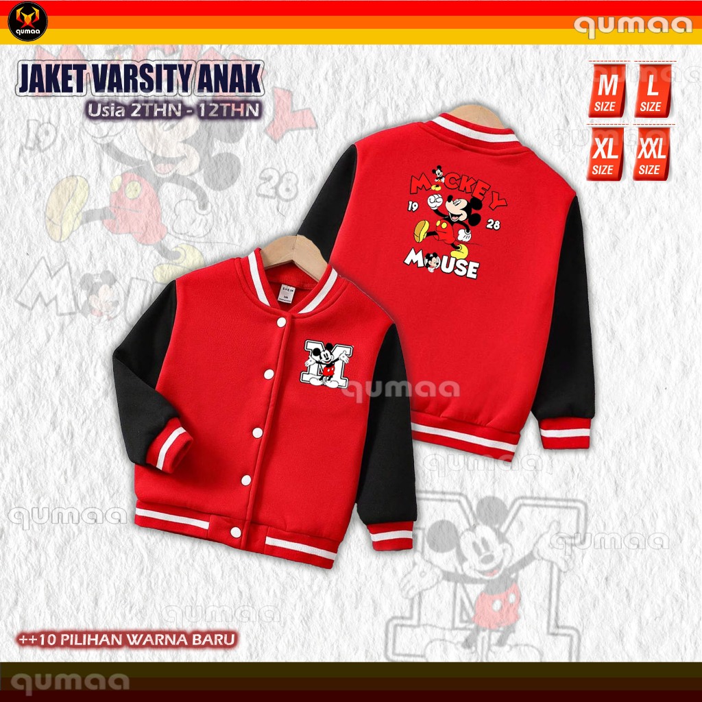 Jaket VARSITY Baseball Anak Laki Laki Perempuan MICKEY MOUSE| KIDS COAT&JACKET MINIE FASHION KIDS