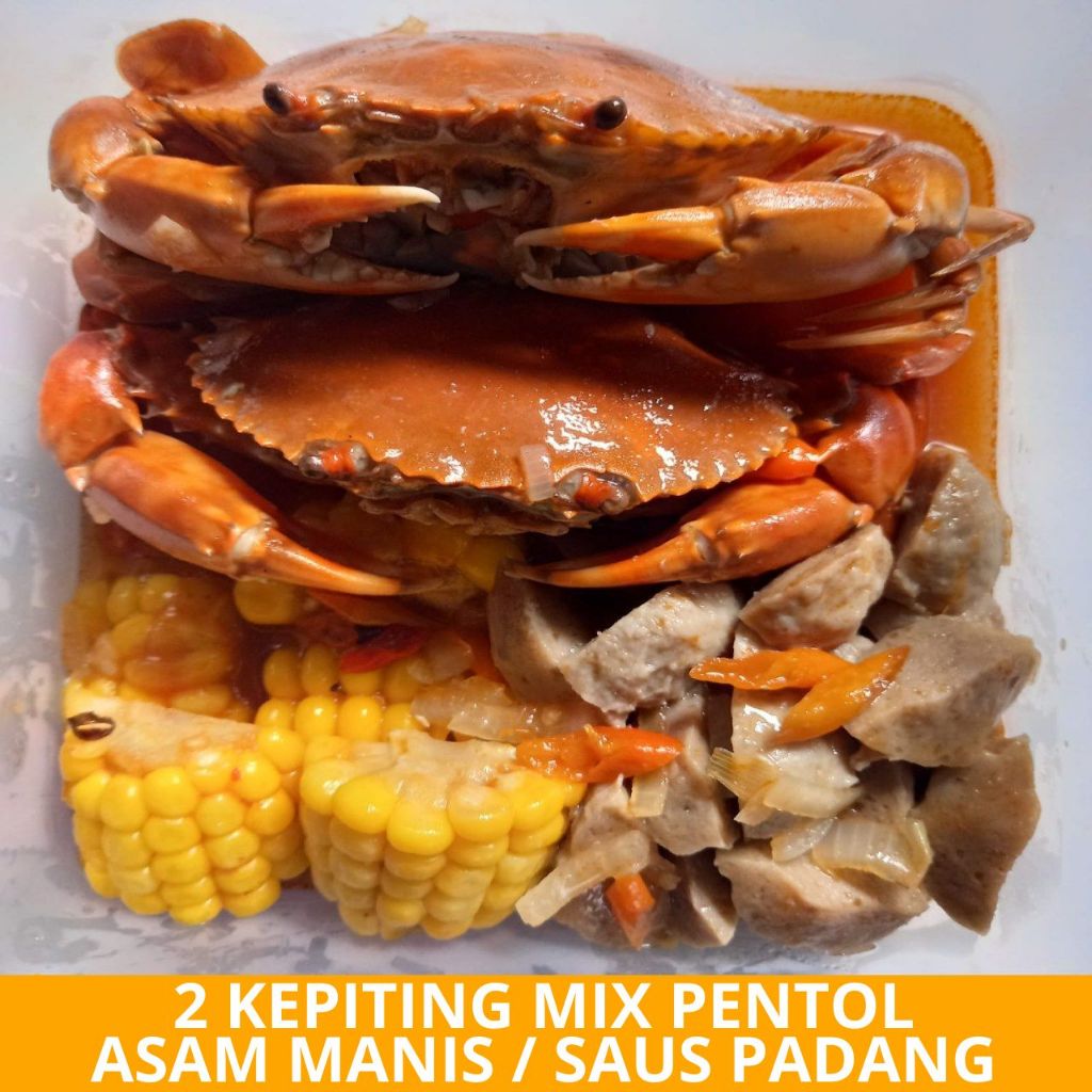 

2 Kepiting Mix Pentol Asam Manis / Saus Padang Special - Arviansyah Seafood Surabaya