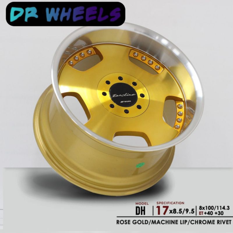 Velg mobil celong Type dh jf luxury ring 17 untuk Brio,jazz,Honda city dll warna gold polis