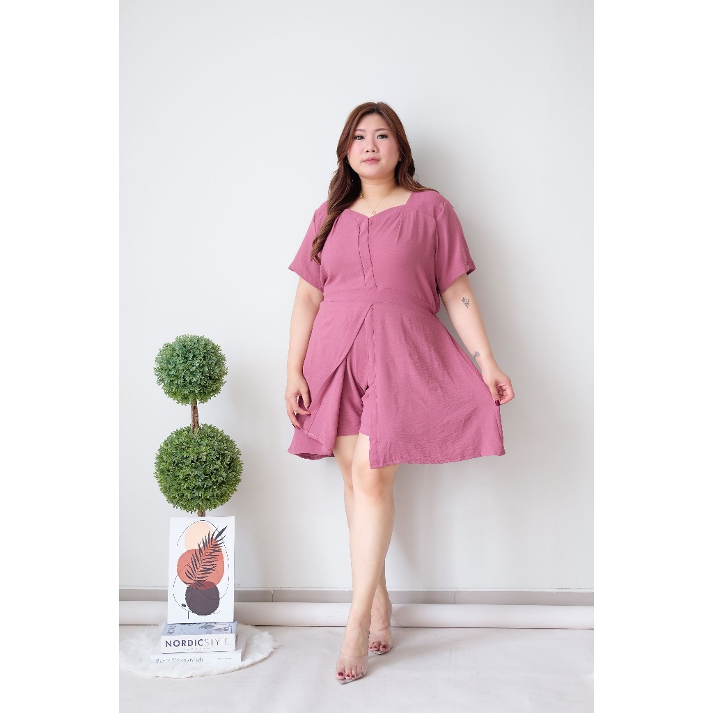 HN Varla V2 One Set Linen Jumbo | Setelan Celana Pendek Big Size