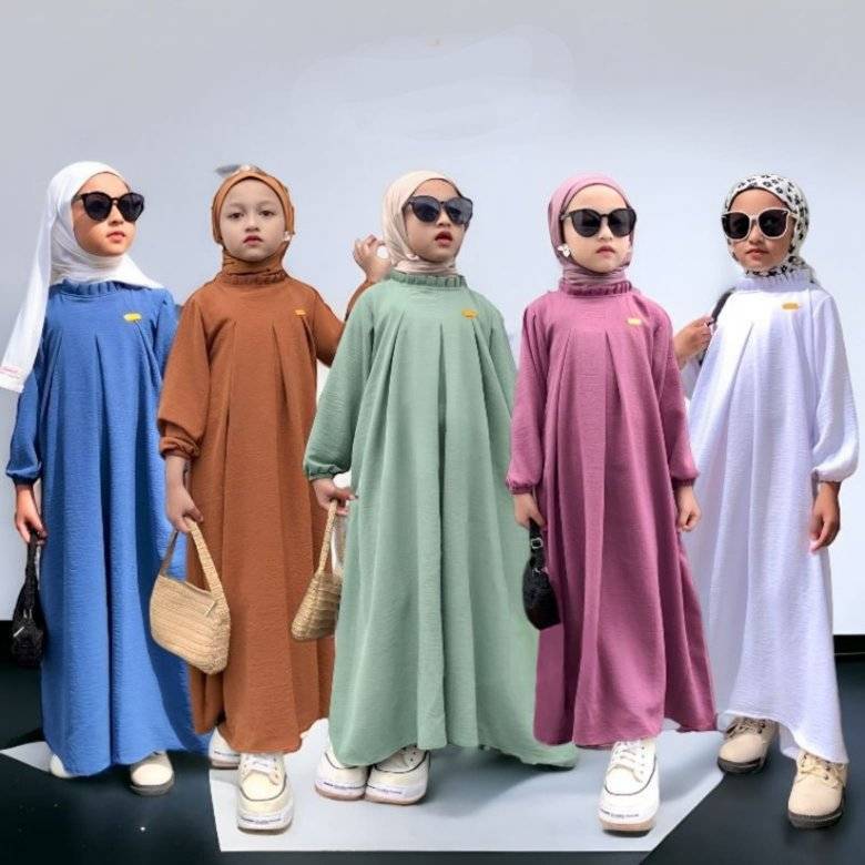 Gamis Anak Maryam Tanggung Series 5-13Tahun Terbaru / Gamis Anak Maryam Model Kerah Rempel Simple Po