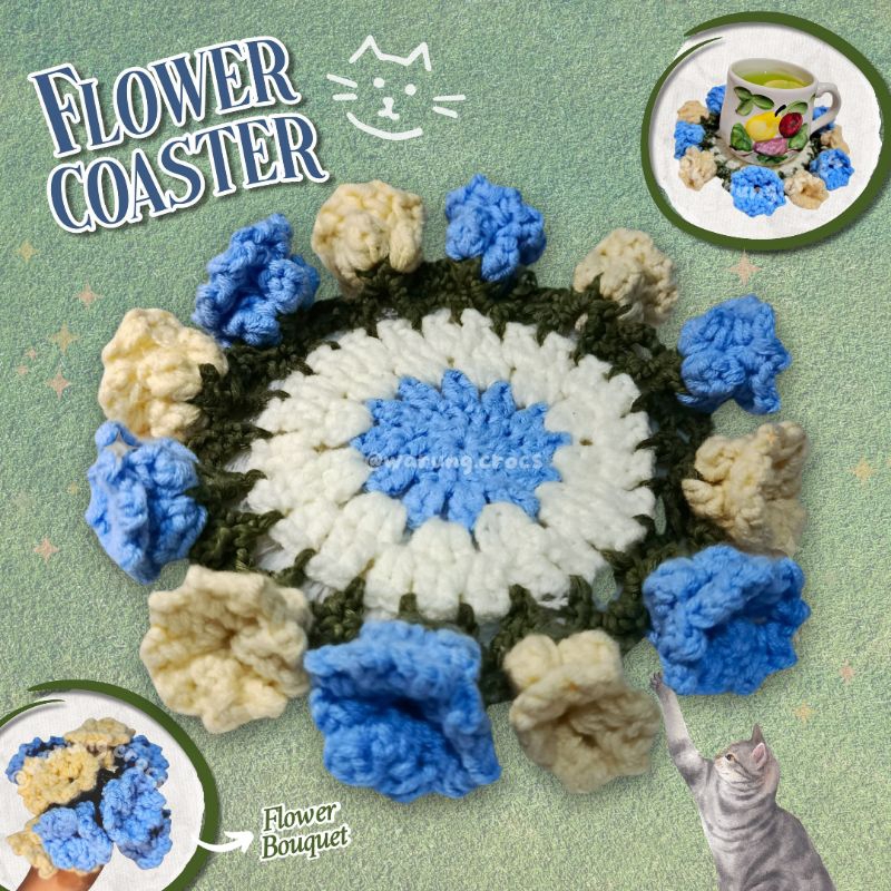 Flower Crochet Coaster "Lily of the Valley" - Alas gelas rajut