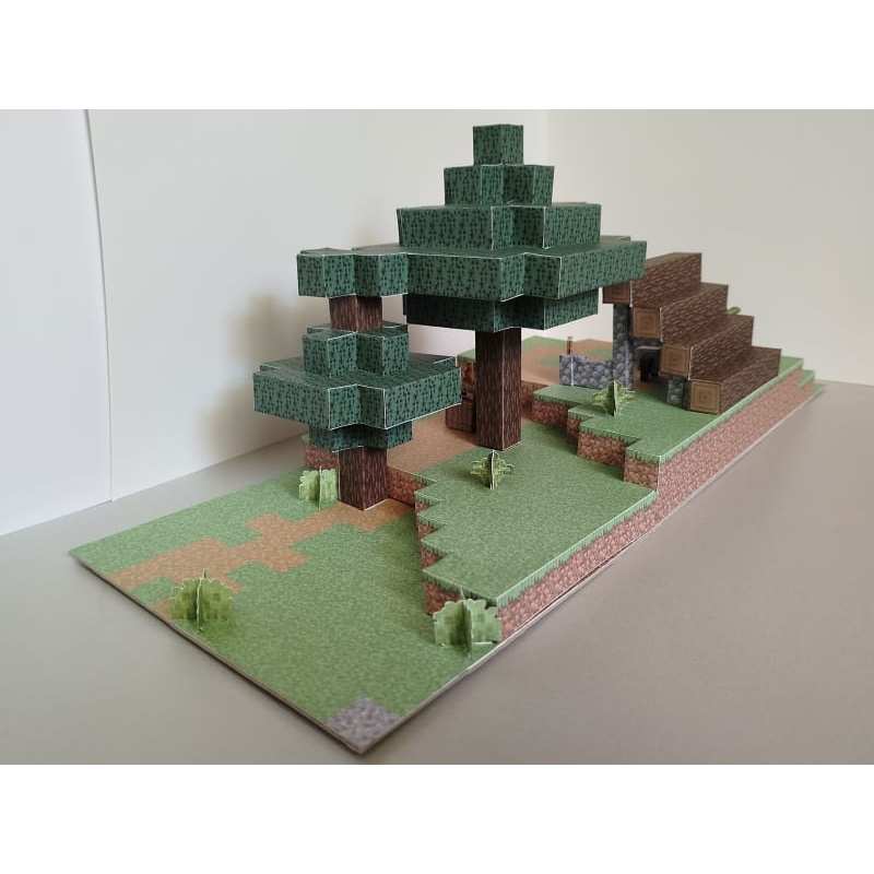 Papercraft Minecraft Village On The River Kerajinan Kertas