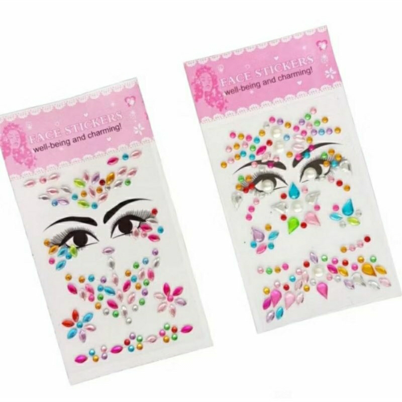 Sticker wajah muka warna warni pelangi rainbow diamond diamon makeup stiker make up face aksesoris a
