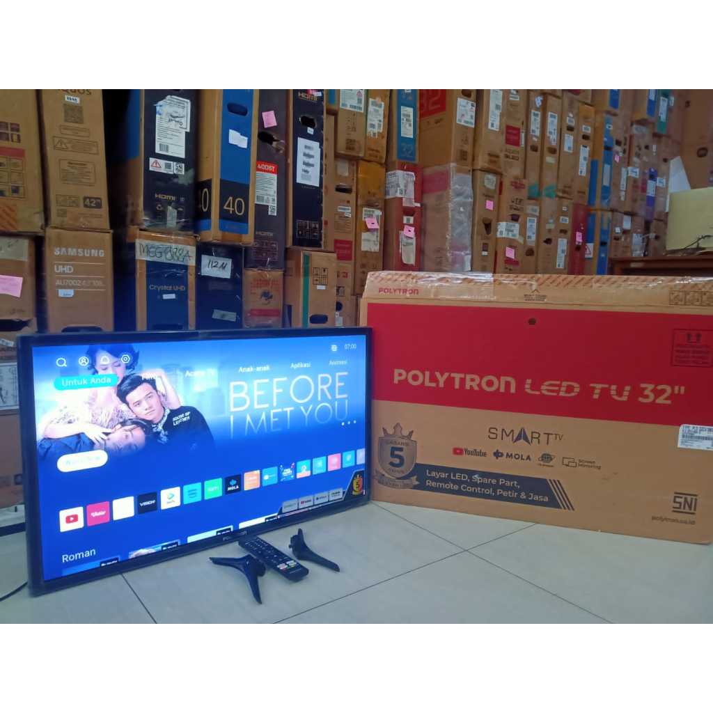 TV LED POLYTRON 32IN SMART TV YOUTUBE WIFI MOLA KONDISI MUWLUS 95% SEPERTI BARU GARANSI 4567