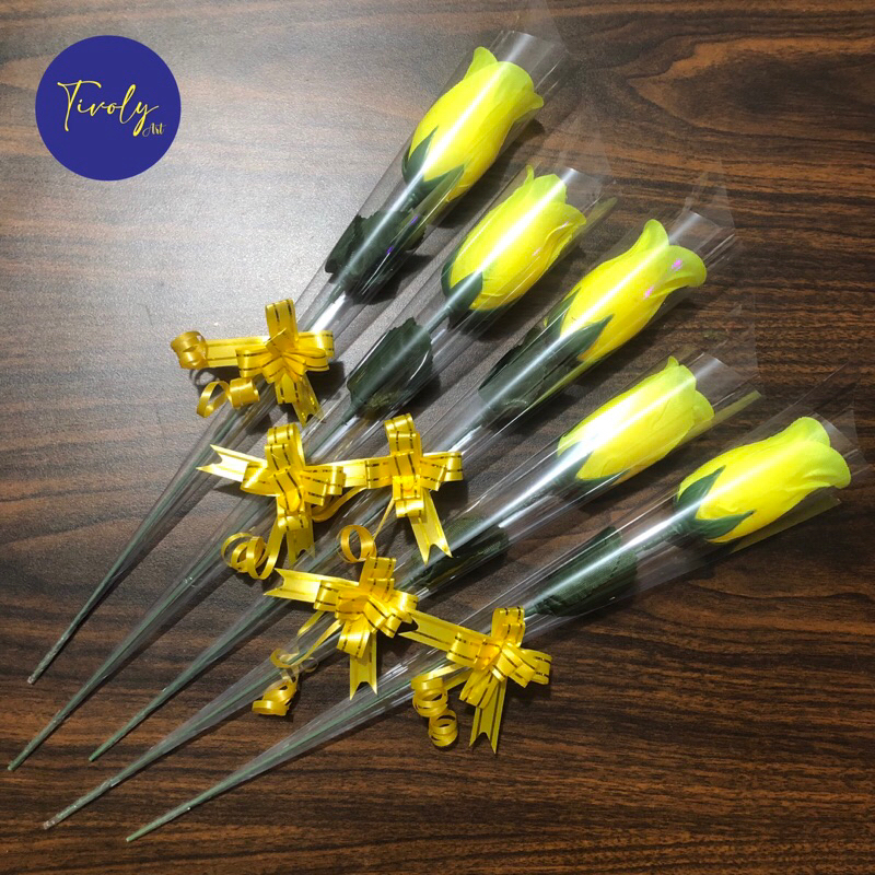Bunga mawar 1 tangkai Plastik | Bunga Valentine | Bunga Mawar Artificial KUNING