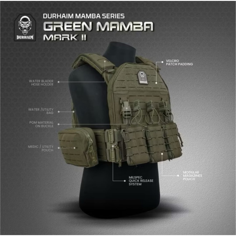 Rompi body vest DURHAIM Green Mamba Mark II Original