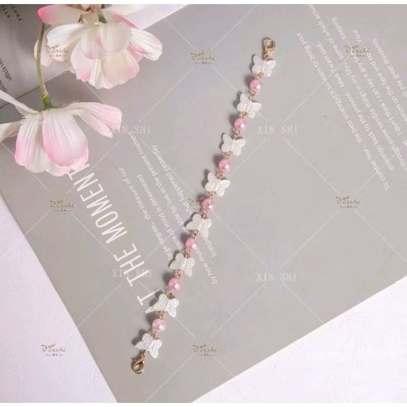 Konektor masker hijab - pengait masker mutiara kupu2 kecil - rantai masker hijab