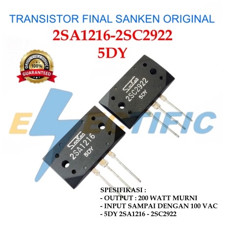 TRANSISTOR SANKEN 5DY 2SA1216-2SC2922/ 2 SC 2922 SA 1216 ASLI ORIGINAL TRANSISTOR (ORI)