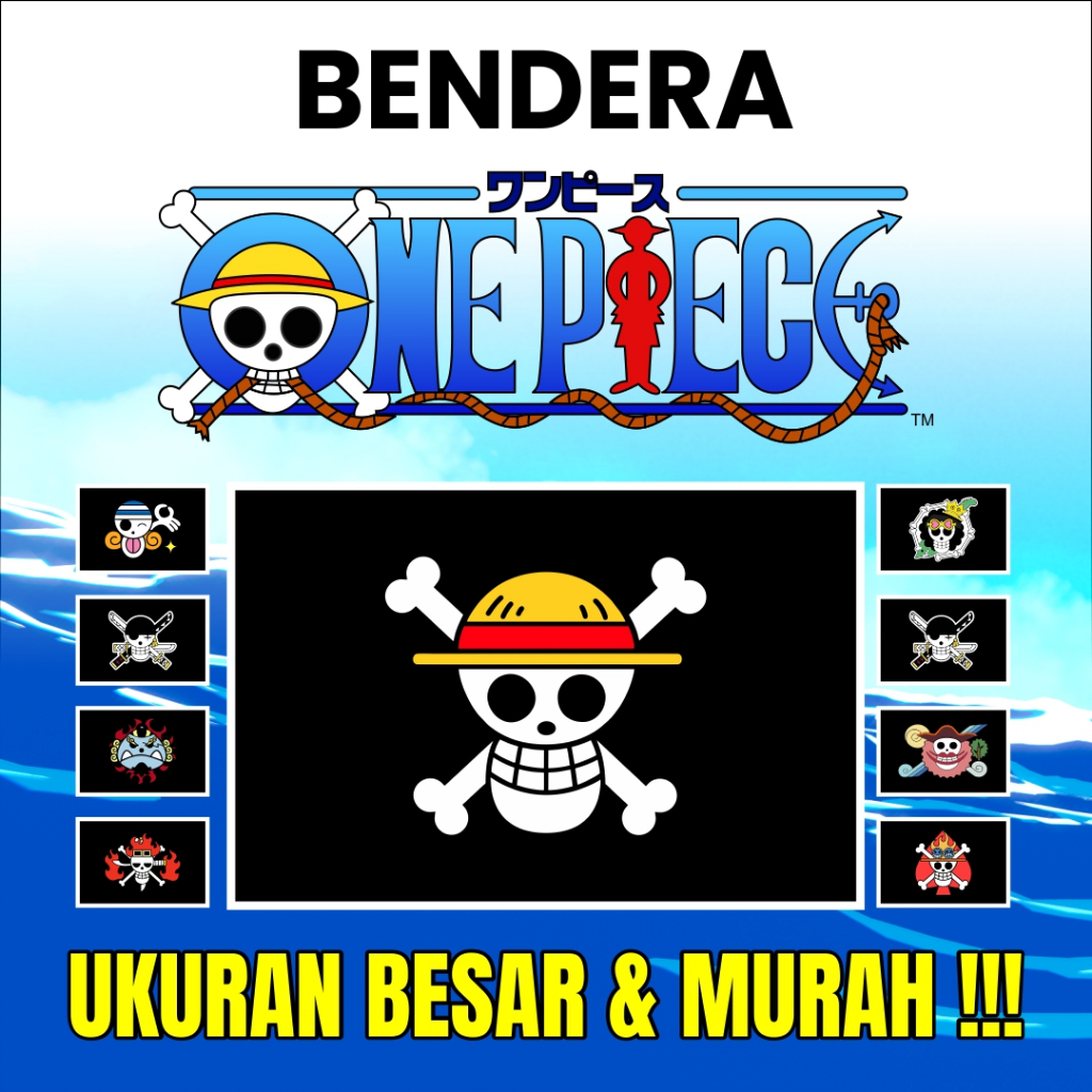 PALING MURAH BENDERA ONE PIECE MIGUWARA ACE DLL FREE STIKER ONE PIECE