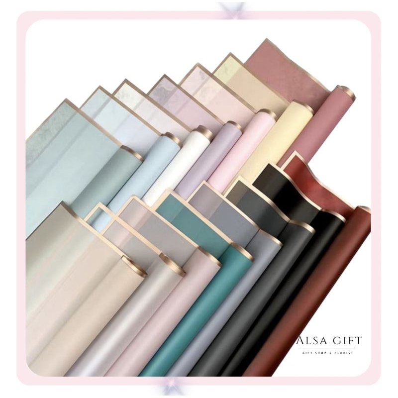 

kertas buket gold line waterproof semi transparan cellophane wrapping flower