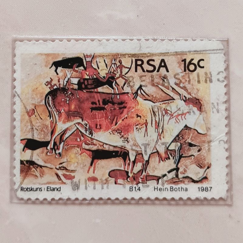 

(AA) Perangko Afrika Selatan 1987 Cave Painting - Eland, Sebaaieni Cave 16 cent Used