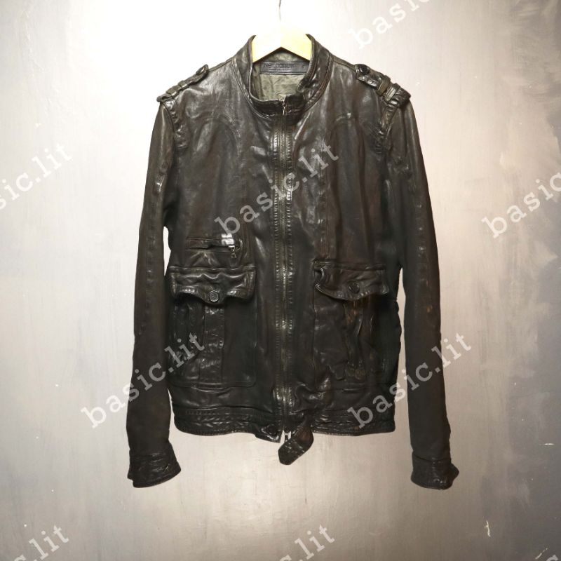 Neil Barrett 🇬🇧 archive fashion wringkled apocalypse cargo leather jacket second preloved