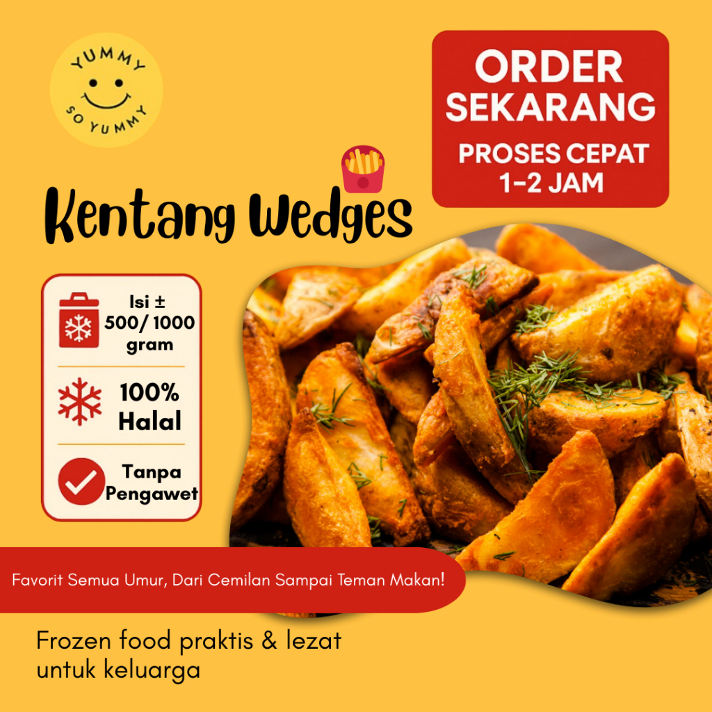 

Makanan Beku Potato Wedges / Kentang Iris Bumbu Frozen