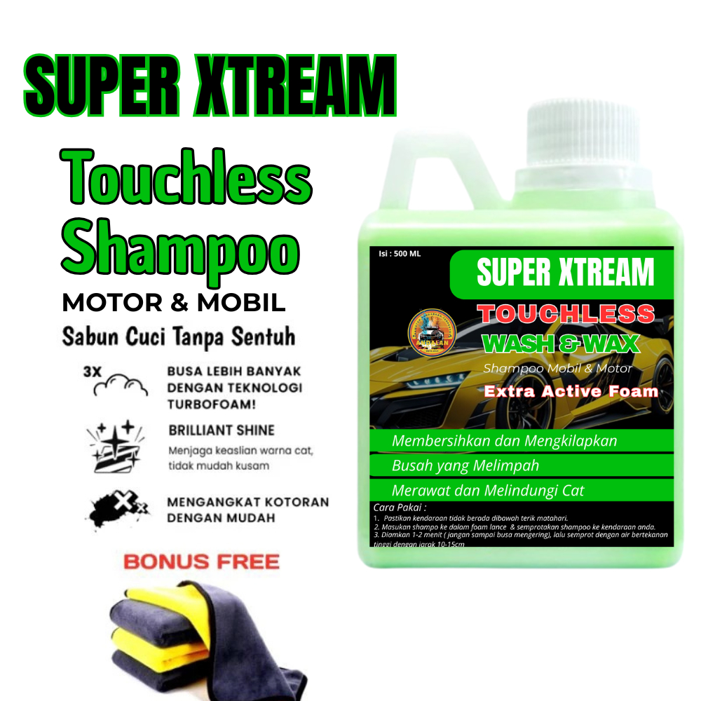 SUPER EXTREAM TOUCHLESS WASH 500ML | Touchless Wash Shampo Cuci Tanpa Sentuh Shampoo Mobil dan Motor