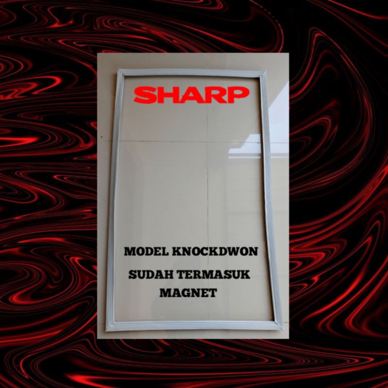 GASKET KARET PINTU KULKAS FREEZER BOX SHARP KNOCKDWON 70X51 CM TERMASUK MAGNET