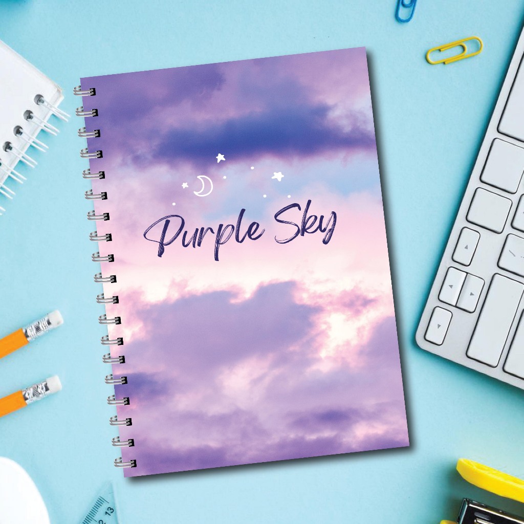 

Buku Spiral A5 Purple Sky isi varian garis dan Polos