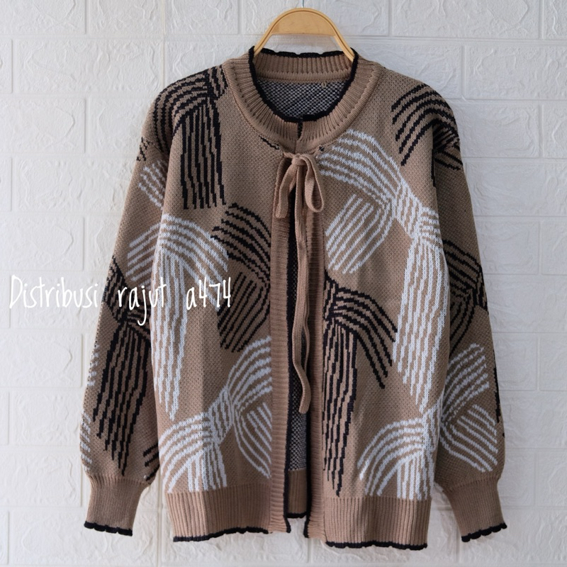 KARLIN CARDIGAN RAJUT PITA DEPAN WANITA MOTIF KOREAAN STAYLE
