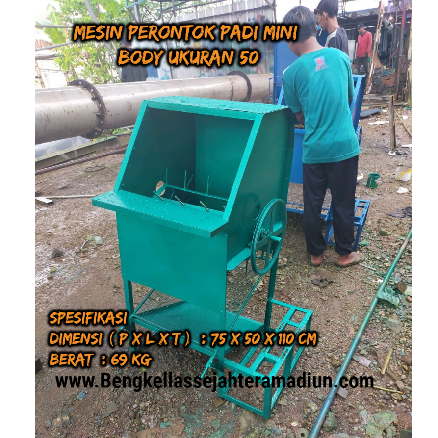 Mesin Perontok Padi Mini Body Ukuran 50 Tanpa Diesel