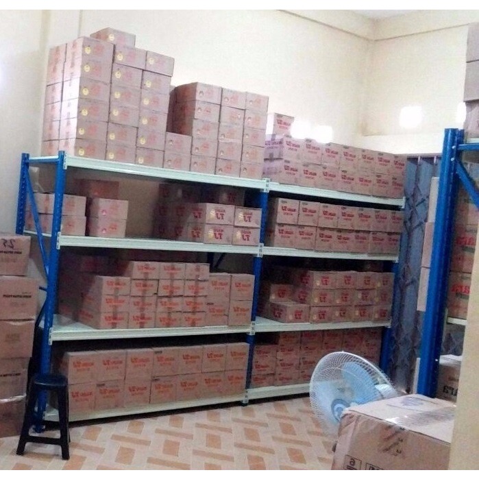 Rak Gudang Besi Baja / Rak Gudang Medium Duty / Rak Gudang Pabrik Industri Tahan Beban 500 Kg Perlev