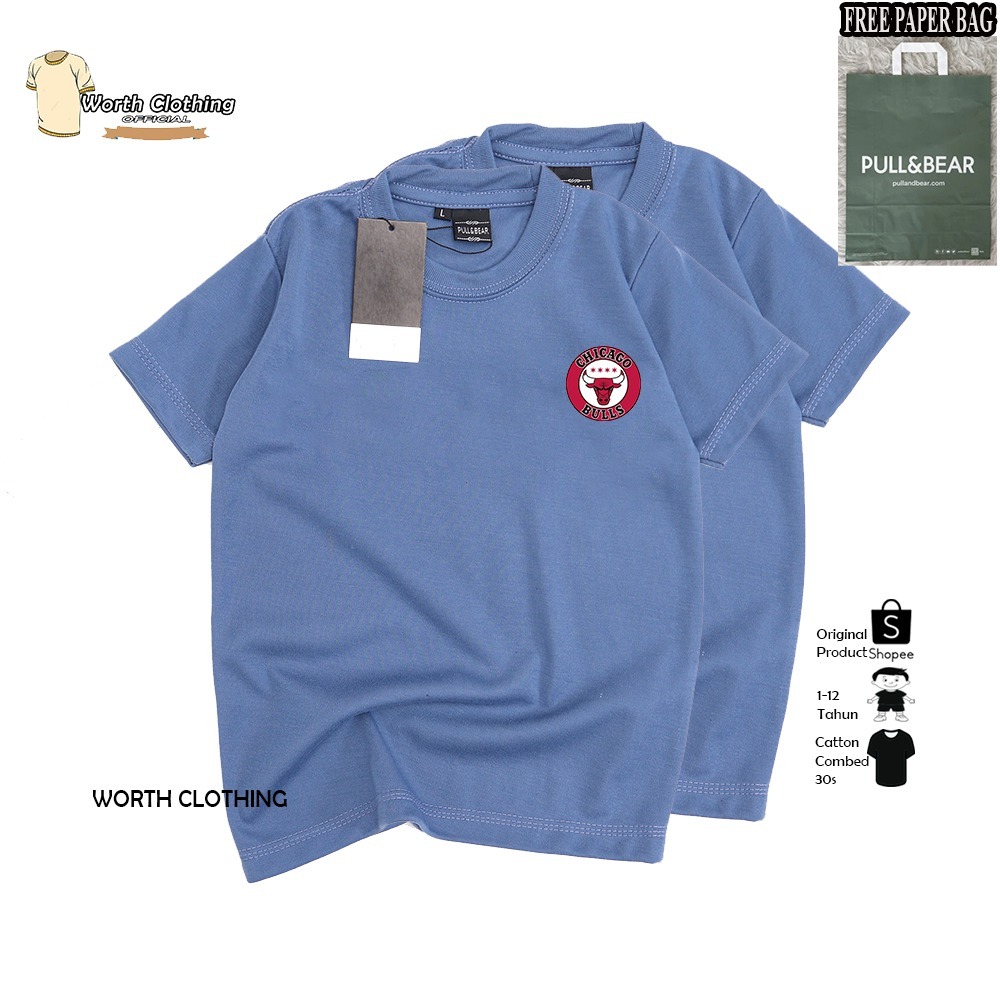{ FREE PAPER BAG }  Baju Kaos Anak Chicago Denim / Kaos anak laki laki & perempuan / Kaos anak kekin