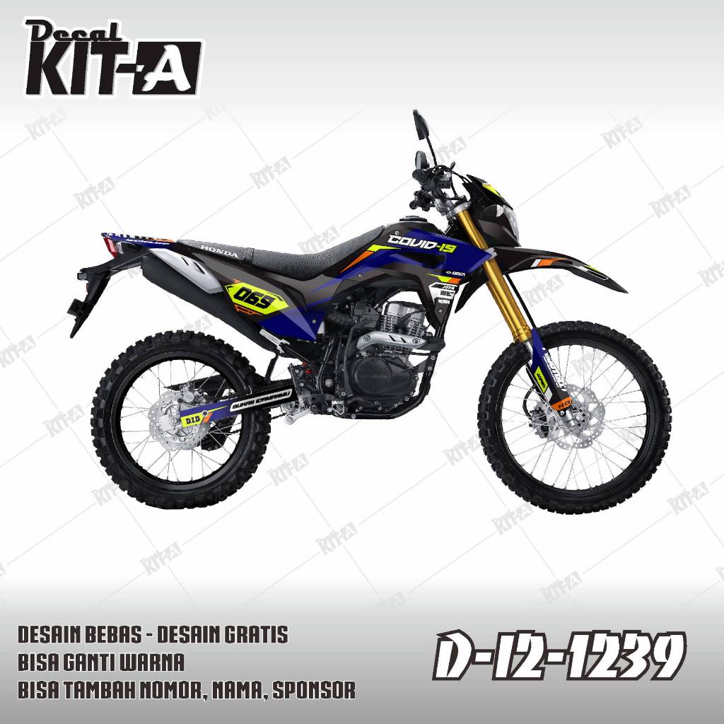 Decal CRF 150 L - Stiker Motor Crf 150 L HITAM BIRU HIJAU STABILO D-I2-1239 D-I2-1026