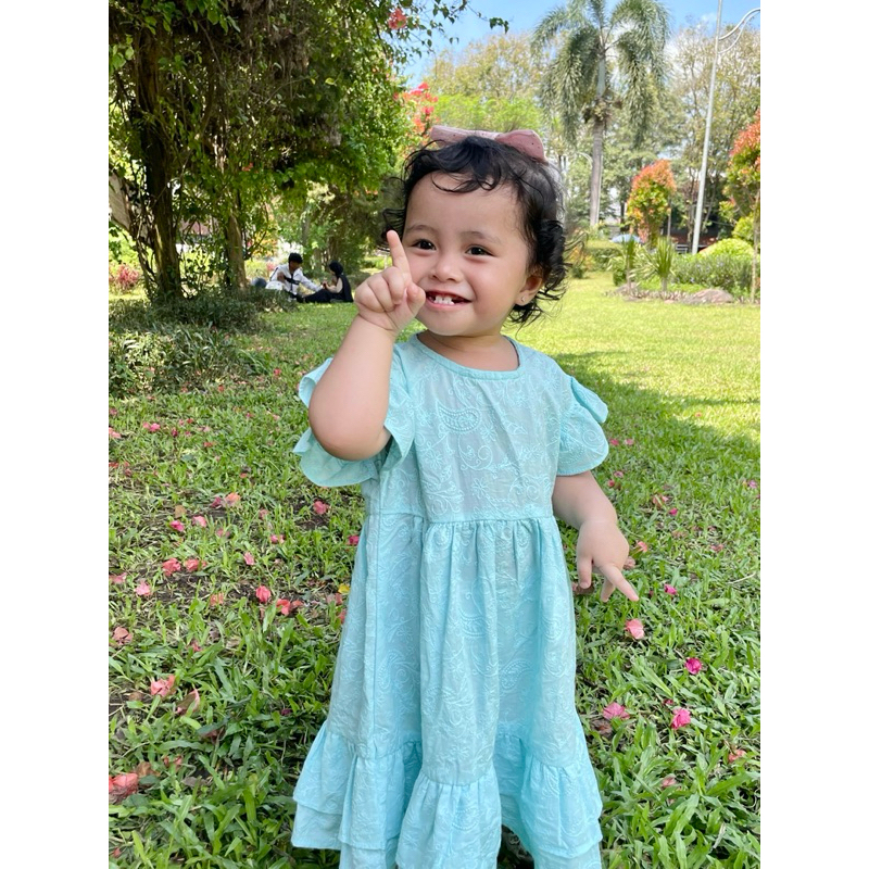 Zada Kids - Dress Katun Bordir Turquoise - Dress anak 1-5 tahun - Dress anak perempuan