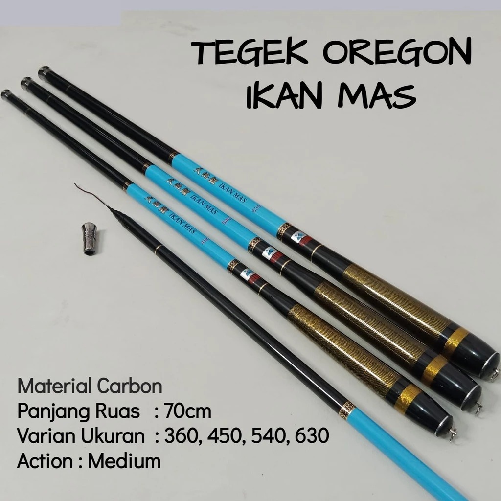 Joran Tegek  Ikan Mas Oregon 360 450 540 630 Action Medium Tangkai Tongkat Pancing Ringan Carbon Mat