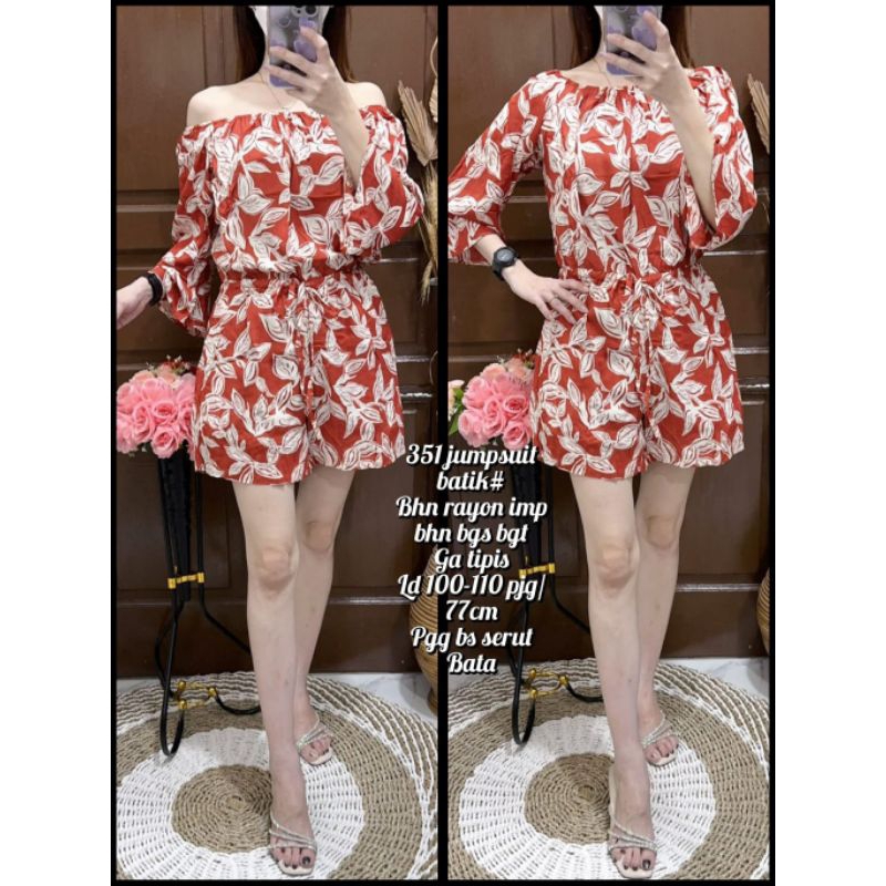 351 Jumpsuit Batik Rayon Wanita Korean Style