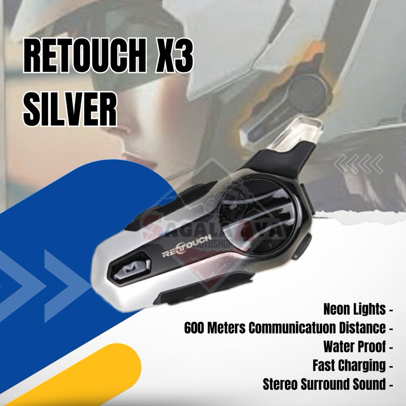 Intercom Helm Retouch X3 Original Bluetooth - Untuk Half Face / Full Face
