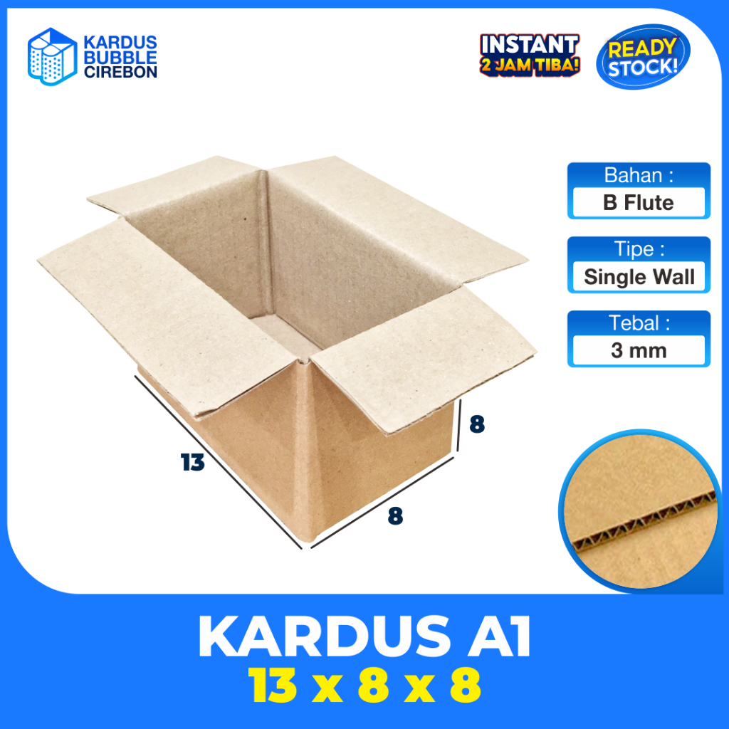 

13 x 8 x 8 cm (BBC-S01) | B FLUTE | KARDUS | CORRUGATED BOX | PACKING | PACKAGING