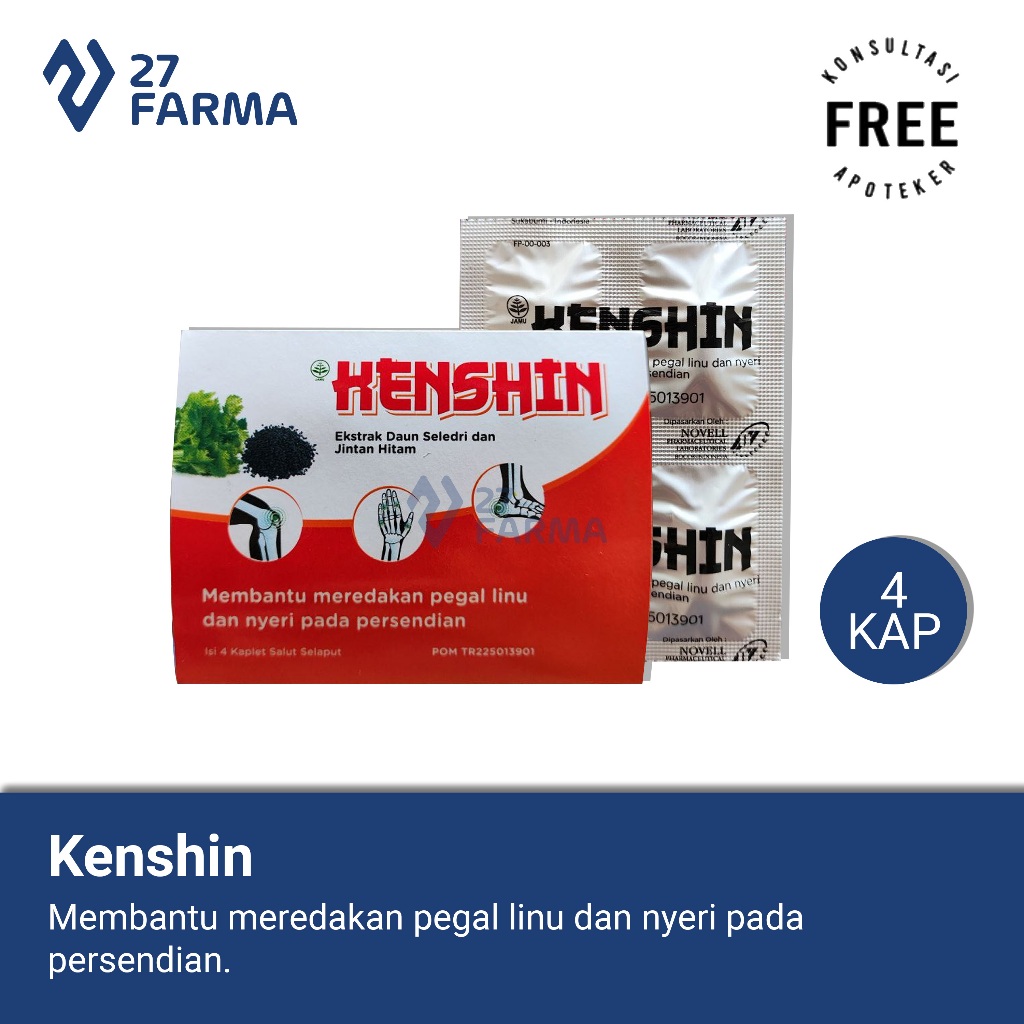 Kenshin @ Per Strip 4 Kaplet - Obat Pereda Pegal Linu dan Nyeri Persendian