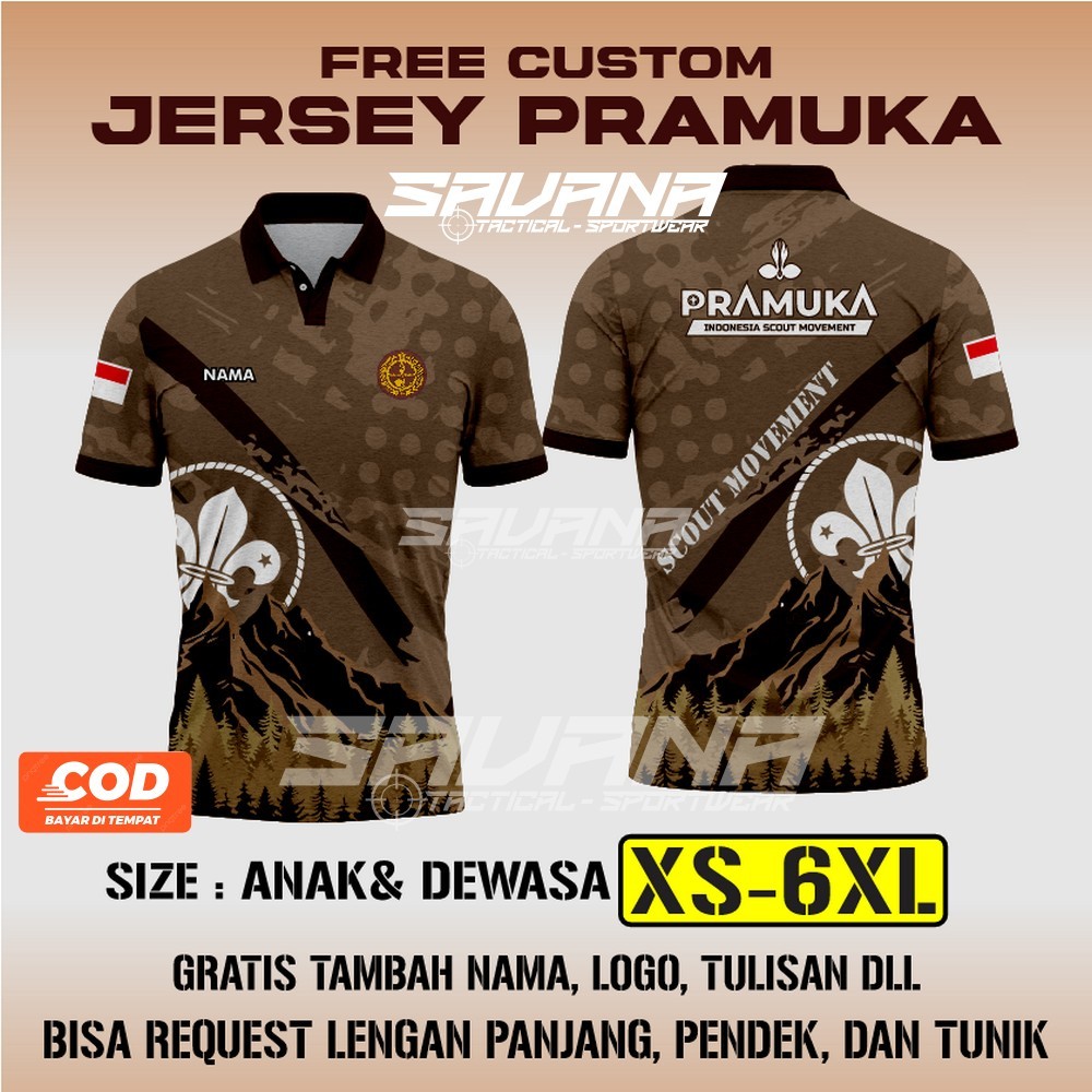 SAVANA - Jersey premium PRAMUKA printing penggalang pdh pdl custom / baju / kaos PR4