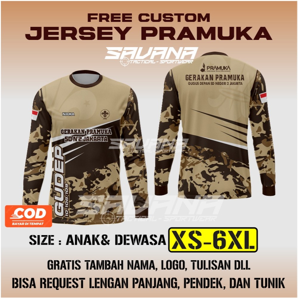 SAVANA - Jersey PRAMUKA Vnek / Panjang / Berkerah / tunik  printing penggalang pdh pdl custom / baju