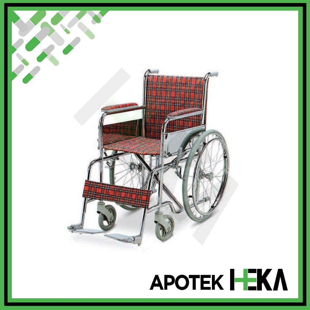 Wheel Chair FS-802-35 GEA - Kursi Roda Anak Motif Merah Kotak [TANGERANG]