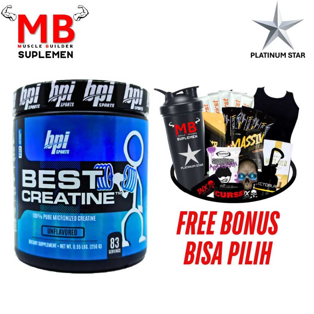 BPI Best Creatine 250 grams Monohydrate 83 Serving Servings Serv Bulk Muscle XL BCAA Whey Iso HD Nit