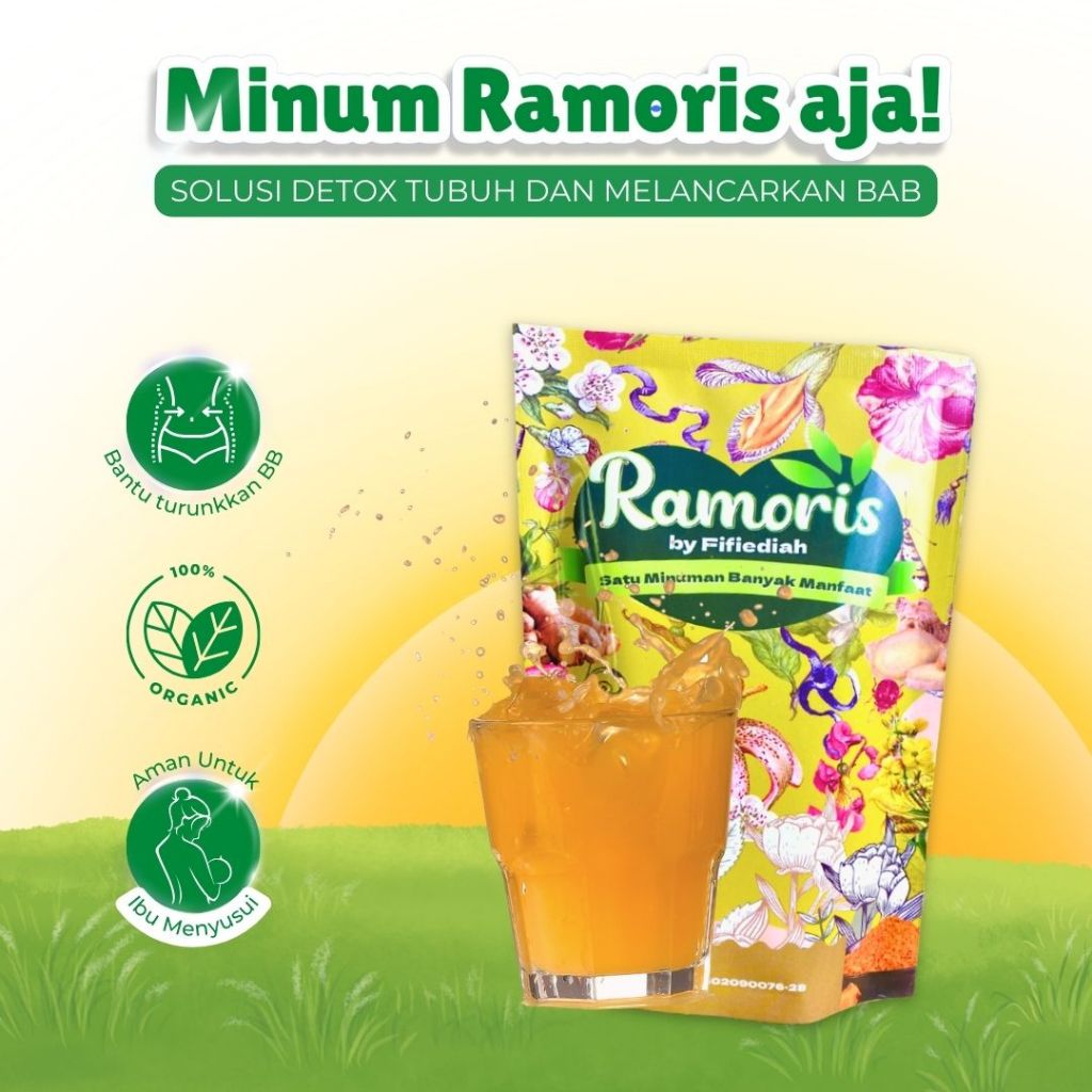 

RAMORIS Minuman Rempah | Teh Rimpang | Teh Diet Detox | Pelangsing Herbal Alami | 15 Kantong - Halal MUI