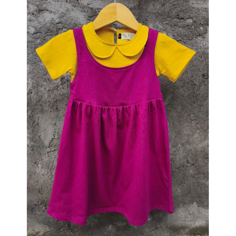 baju anak perempuan magenta/dress anak magenta 1-6 tahun