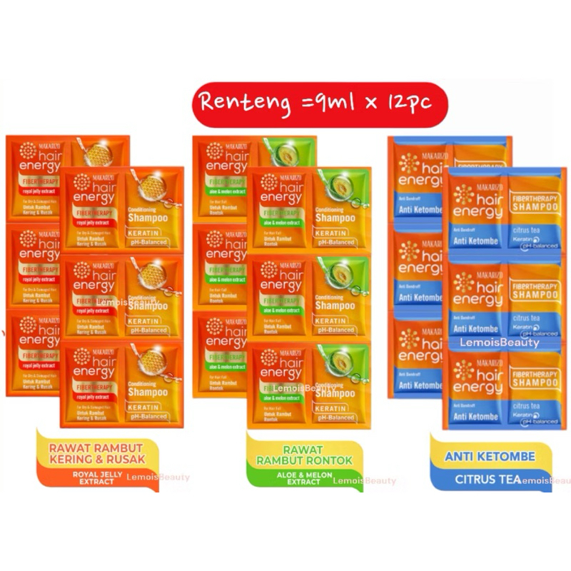MAKARIZO HAIR ENERGY SHAMPOO SACHET ( 1 renteng 12 Sachet)