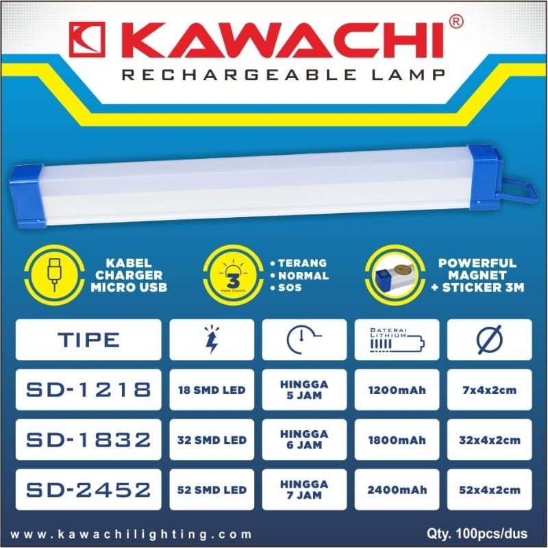 Lampu Emergency Led Kawachi / Lampu Darurat / Led Super Terang / Lampu Belajar Kawachi / SD 1218 - 1