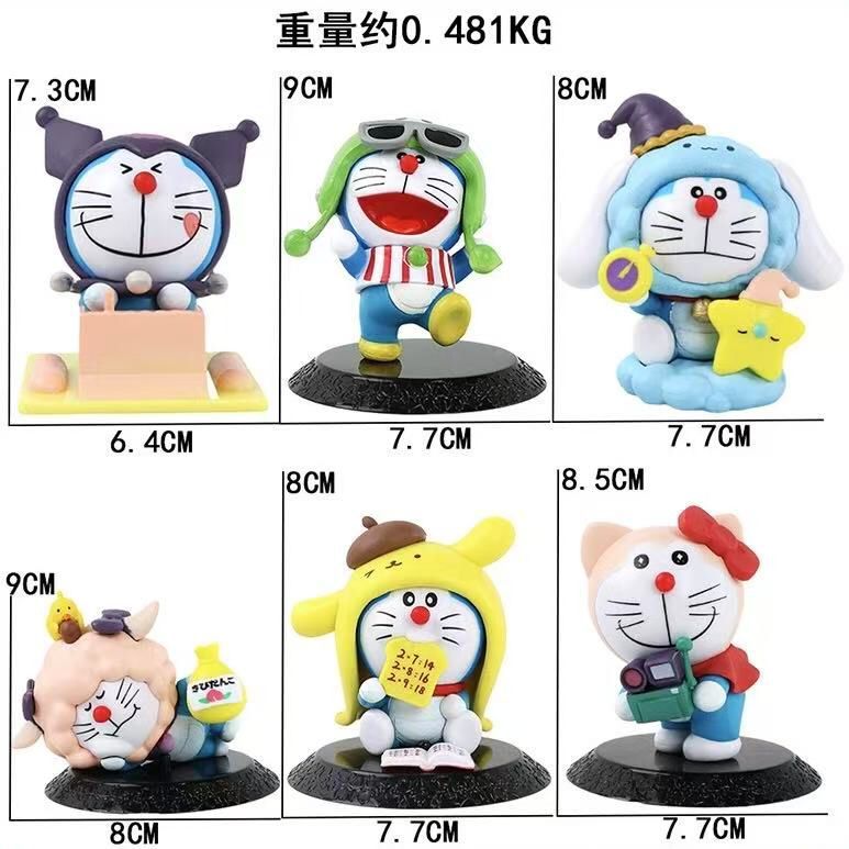 action figure doraemon kostum sanrio set isi 6