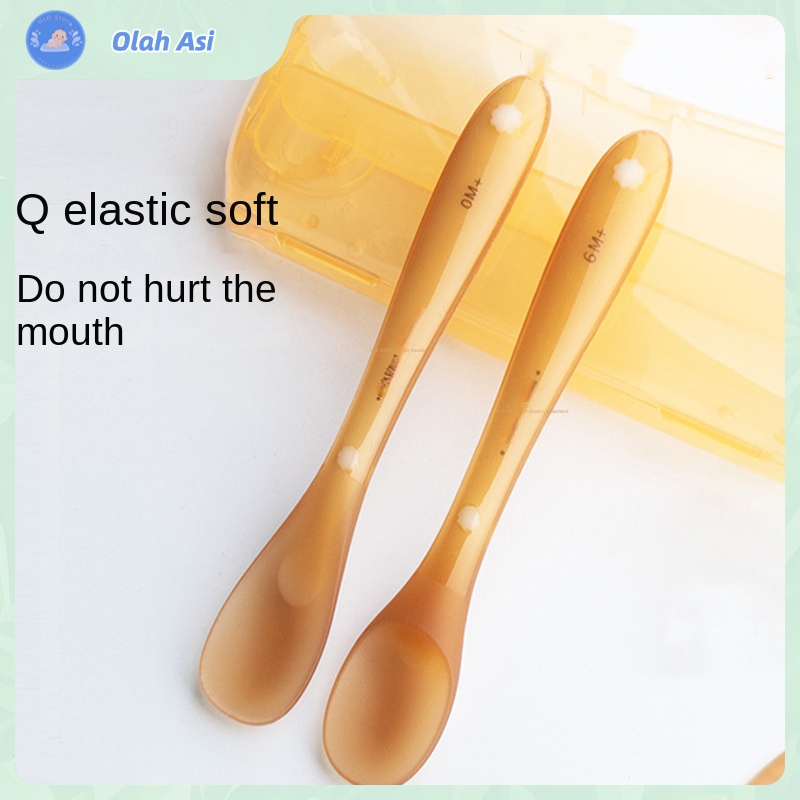 OLO Sendok Silikon Food Grade untuk Bayi Baru Lahir - Sendok MPASI Fleksibel, Bisa Direbus, Cocok un