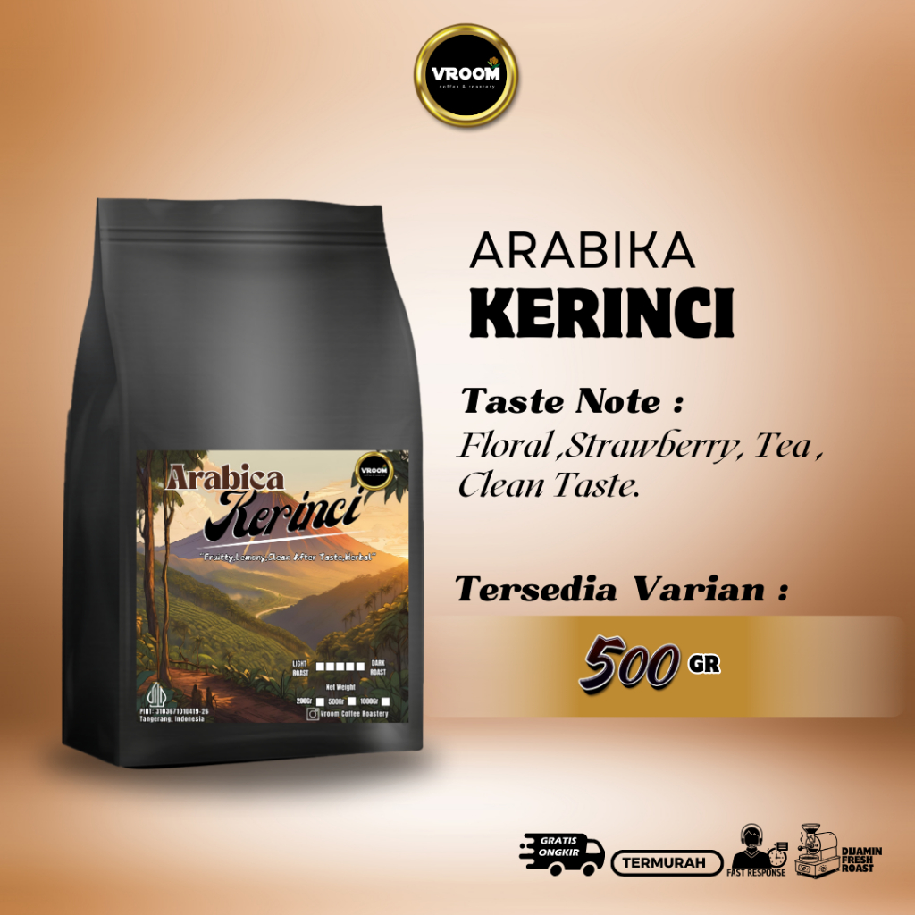 

Coffee Arabica Kerinci Jambi Roasted Bean Arabika Biji Matang Bubuk 500Gram