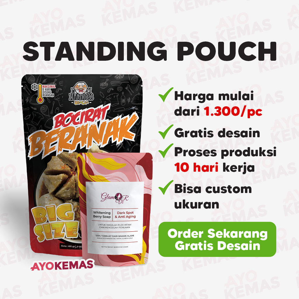 CUSTOM KEMASAN MAKANAN STANDING POUCH