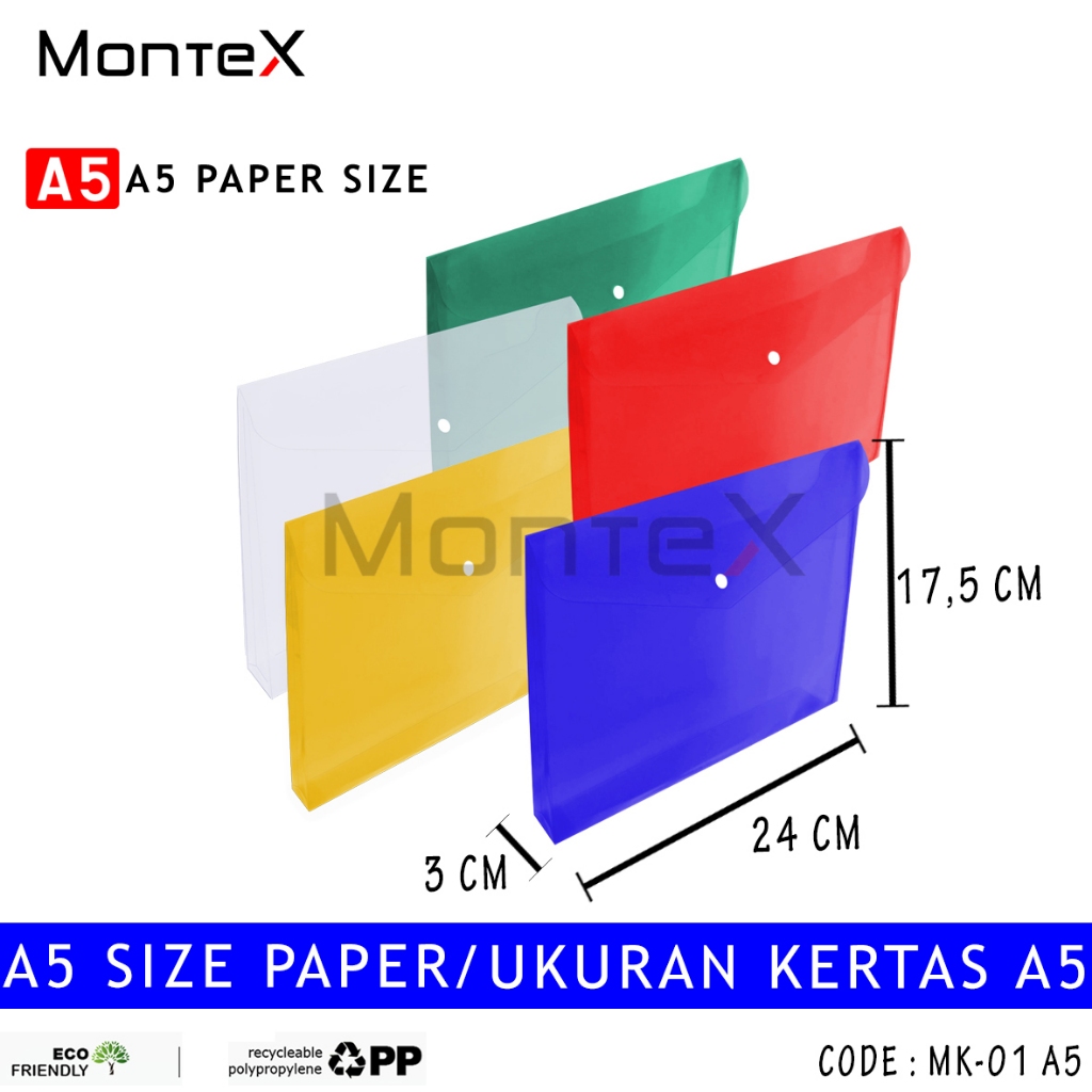 

MONTEX MAP KANCING PLASTIK PUNGGUNG UKURAN A5 SMART POCKET / MK-01 A5 (SATUAN)